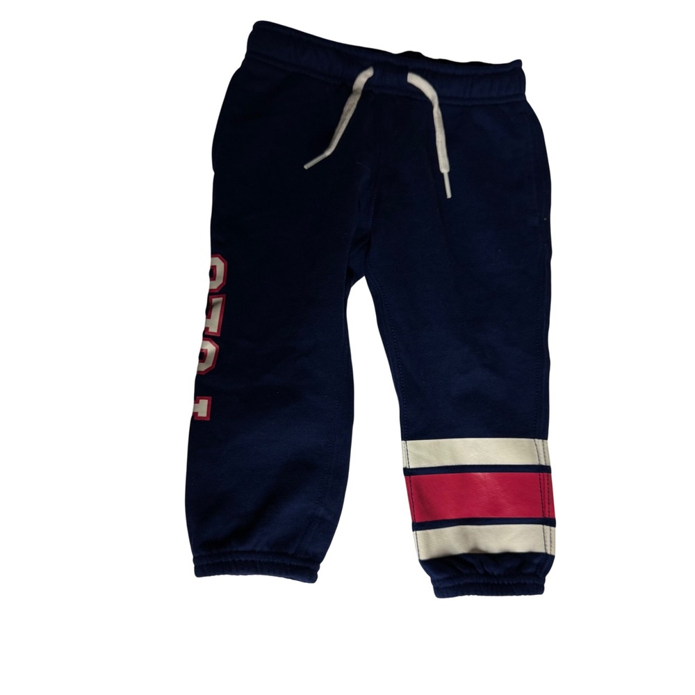 Kids Polo Ralph Lauren Blue Jogger Sweatpants‎ White Red Stripe Logo No size